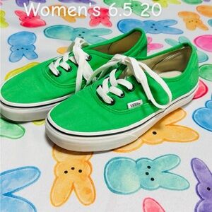 Vans Women's Low-Top Canvas Sneakers in Bright Green with White Accents